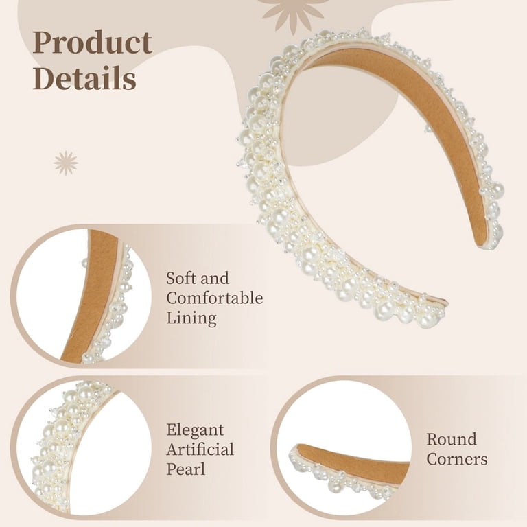 Pearl Headband, Wide Pearl Hair Hoop, Fashion Bridal 