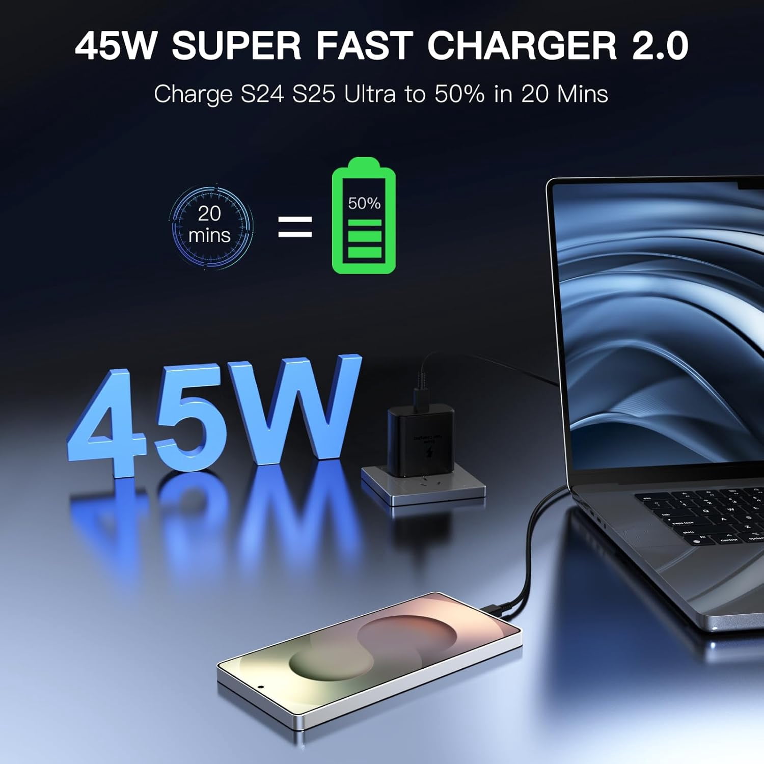 Type C Charger Fast Charging 2Pack USB C Super Fast Charger Block with 6FT USB-C Android Phone Cable for Samsung Galaxy S26 +/Ultra S25 S24 S23 S22 +/Ultra/ S21 S20/Tab S9/iPhone 17/16/15 and More
