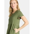 thumbnail image 2 of Time and Tru Women's and Women's Plus Tiered Cotton Mini Dress, Sizes XS-4X, 2 of 4