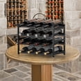 thumbnail image 2 of Bambloom Wine Rack,Bamboo Freestanding Floor Wine Bottle Holder,4-Tier Wine Storage Racks,Black, 2 of 7
