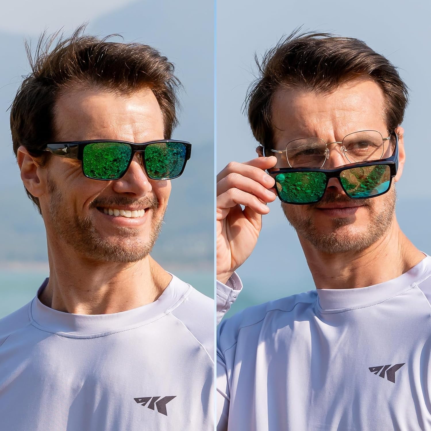 KastKing Molino Fit-Over Polarized Sunglasses,UV400 Protection Ultralight Wraparound Fishing Sports Sunglasses