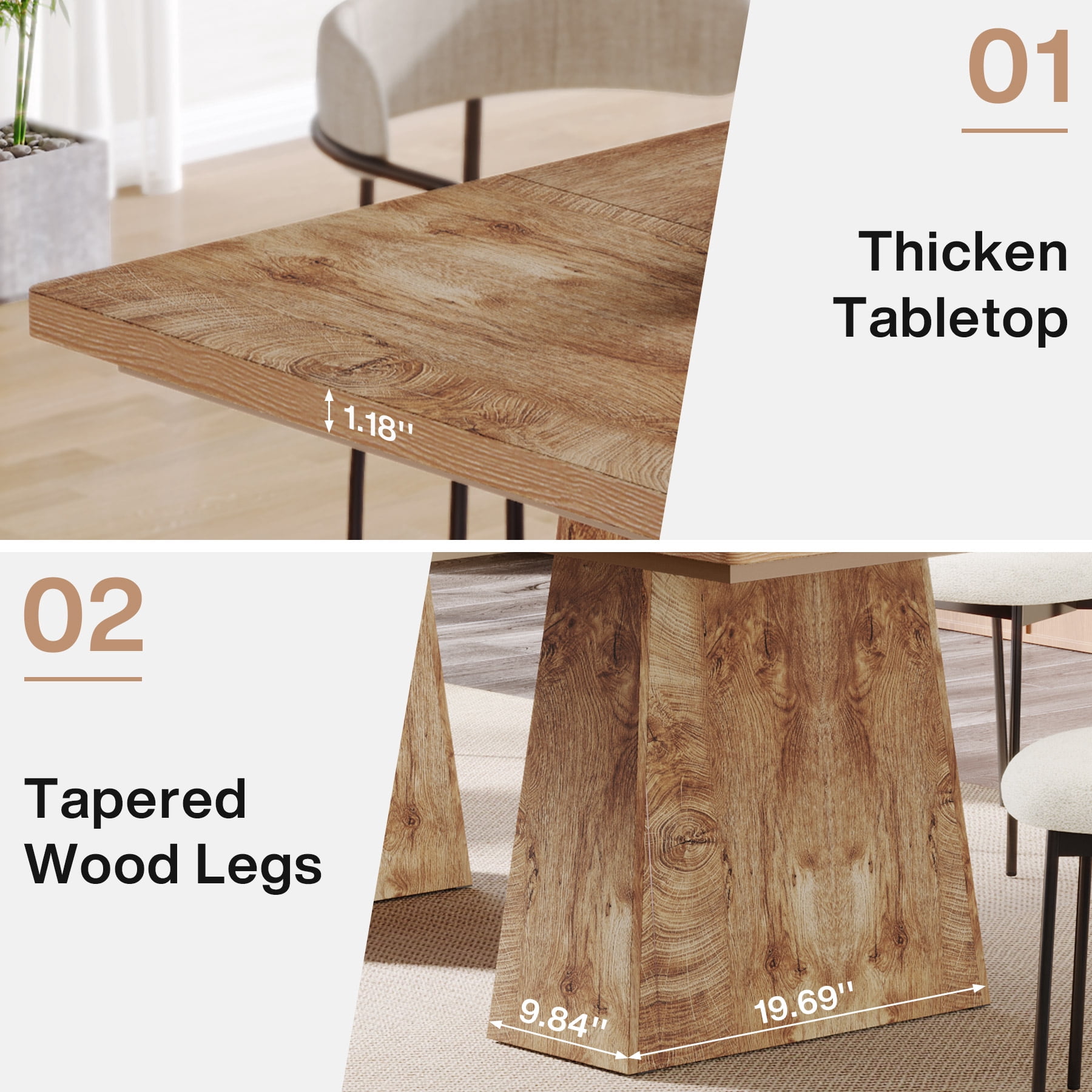 Fnova 63" Executive Desk, Dining Table for 6 People, Modern Farmhouse Wooden Kitchen Table, Large Office Computer Desk for Home Office (Chairs Not Included)