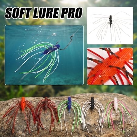 QLUEWX Soft Lure Bait Bionic Skirt Tail Fishing Lures Slow Sink Worm Lures For Bass Perch Freshwater Saltwater Outdoor Angling Gift For Anglers