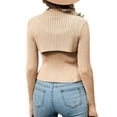 thumbnail image 6 of Liacowi 2Pcs Women Cutout Knitted Sweater Long Sleeve Turtleneck Shrug Crop Jumper + Ribbed Sling Vest Tops, 6 of 7