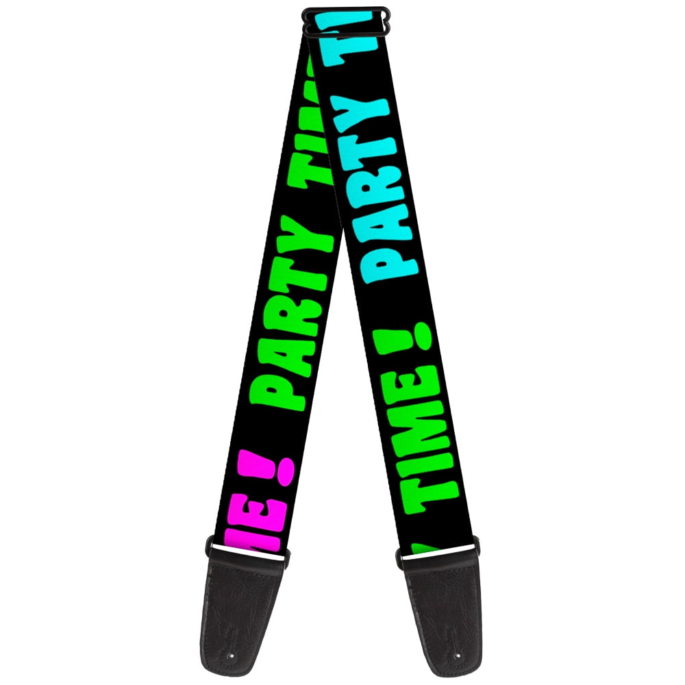 Buckle-Down Guitar Strap, Party Time Black Green Turquoise Fuchsia, 2 Inches Wide