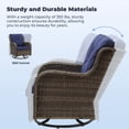 thumbnail image 6 of Naipo 3-Piece Swivel Rocking Rattan Chair Outdoor, Patio Bistro Furniture Conversation Set, Cushioned Wicker Chair with Glass Coffee Table(Grey, Blue), 6 of 8