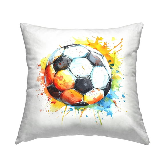 Stupell Industries Soccer Ball Bright Splash Decorative Printed Throw Pillow Design by LSR Design Studio.