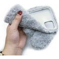 thumbnail image 2 of Compatible with iPhone 13 Mini Case Cute Plush Furry Dog Phone Case for Women Girls Girly 3D Cartoon Kawaii Case Soft TPU Shockproof Protective Cover Gray, 2 of 13