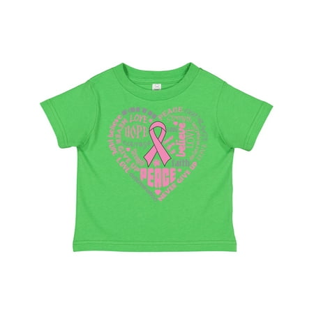 

Inktastic Breast Cancer Awareness Heart Words Gift Toddler Boy or Toddler Girl T-Shirt