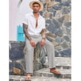 thumbnail image 3 of COOFANDY Men's Linen Casual Pants Summer Spring Beach Jog Elastic Waist Trousers, 3 of 10