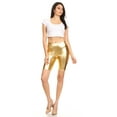 thumbnail image 5 of Sakkas Women's Shinny Metallic Bike Shorts Stretchy Unisex - Made in USA - Gold - 1X, 5 of 5