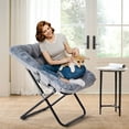 thumbnail image 6 of LIFERECORD Oversized Faux Fur Folding Chair - Plush Lounge Chair for Adults, Large Foldable Reading Chair for Bedroom, Dorm & Living Room, Gray, 6 of 7