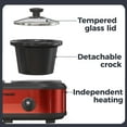 thumbnail image 4 of Double Slow Cooker, 2 X 1.25QT Slow Cooker with 3 Cooking Settings, Buffet Servers and Warmers with Dishwasher-Safe Ceramic Pot, Glass Lid, Red, 4 of 15