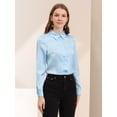 thumbnail image 2 of INSPIRE CHIC Camisa Casual De Negocios De Oficina De Satén De Manga Larga Con Botones Y Cuello En Punta Para Mujer Azul claro S, 2 of 6