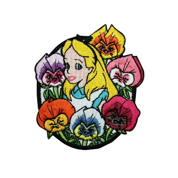 Alice in Wonderland Flowers Iron-On Patch Disney Cartoon Embroidered Applique