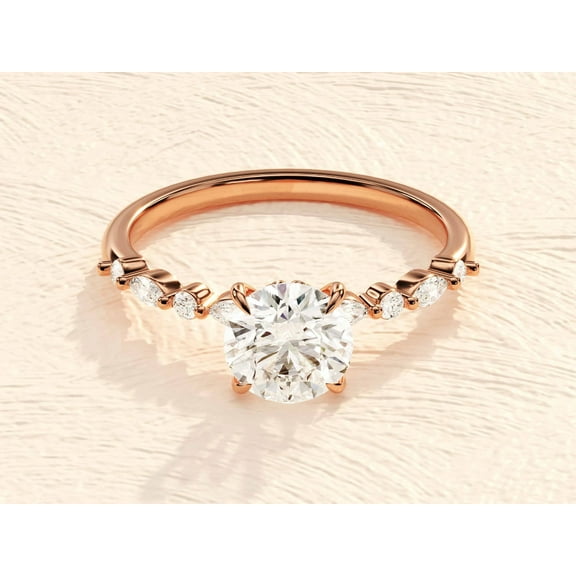Forever Jewels 2Ct Round Cut Moissanite Womens Engagement Ring 14K Rose Gold Plated