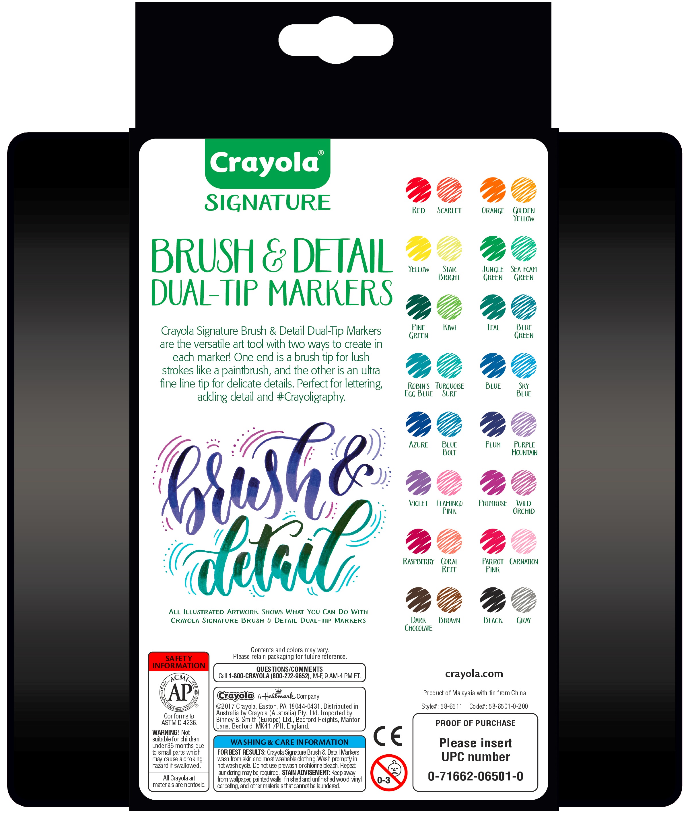 Crayola Signature Brush & Detail Dual-Tip Markers, 16 Ct, Art Supplies for Teens, Adult Coloring - image 3 of 5