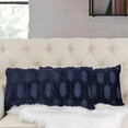 thumbnail image 2 of Home Soft Things 2-Pc Tatami Embroidery Plush Faux Fur pillow covers - Dark Sapphire - 14"x26", 2 of 8