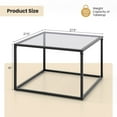thumbnail image 3 of Gymax Glass Coffee Table 27.5 Inch Modern Square Metal Frame Living Room Transparent & Grey, 3 of 10