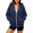 thumbnail image 3 of AnuYalue Women's Zip Up Hoodies Loose Fit Long Sleeve Sweatshirts Pockets Drawstring Track Jackets Trendy Hoodie, 3 of 6