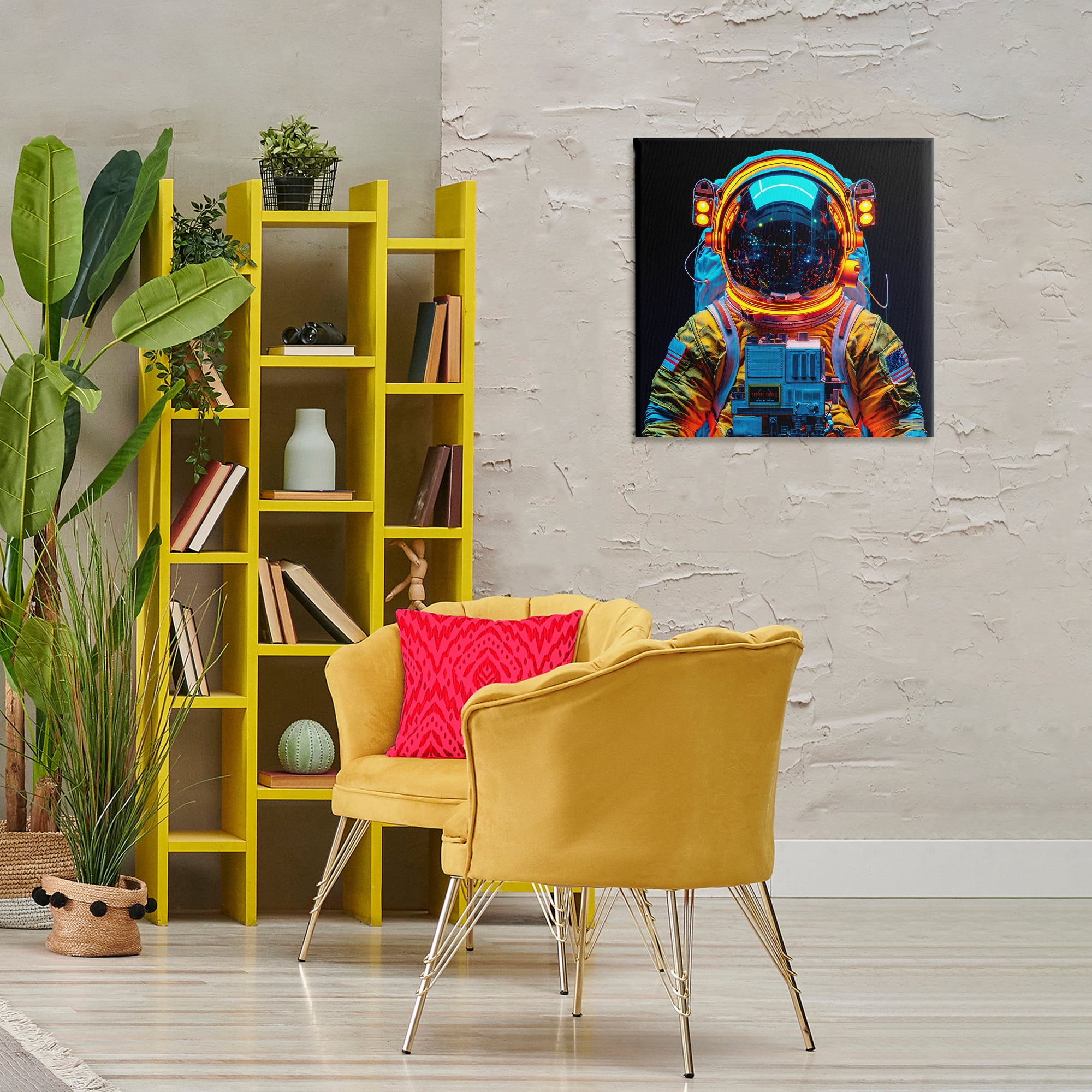 Stupell Industries Astronaut with Reflective Helmet Astrology & Stars Painting Wrapped Canvas Art Print Wall Art, 24 x 24