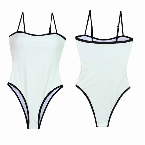 Women'S Sex-Y Square Neck Thong Bodysuit Backless Cam-I Bodysuit Top White M