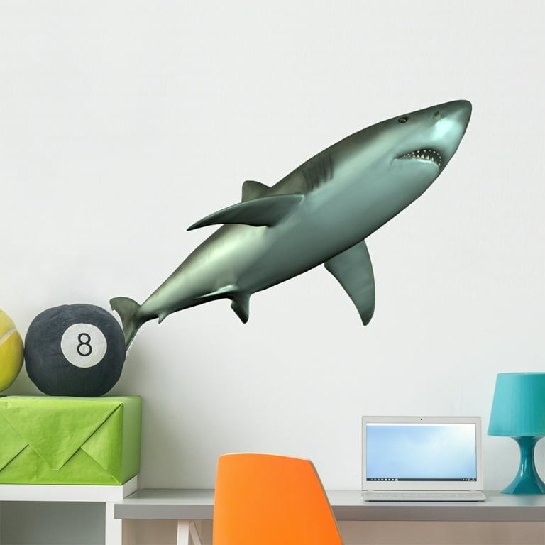 Shark 3D Wall Decal Sticker by Wallmonkeys Vinyl Peel and Stick Graphic 36 in W x 27 in H