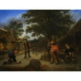 thumbnail image 2 of Adriaen van Ostade 18x15 Black Ornate Wood Framed Double Matted Museum Art Print Titled - Ballplayers in the Inn Garden (C. 1660), 2 of 5