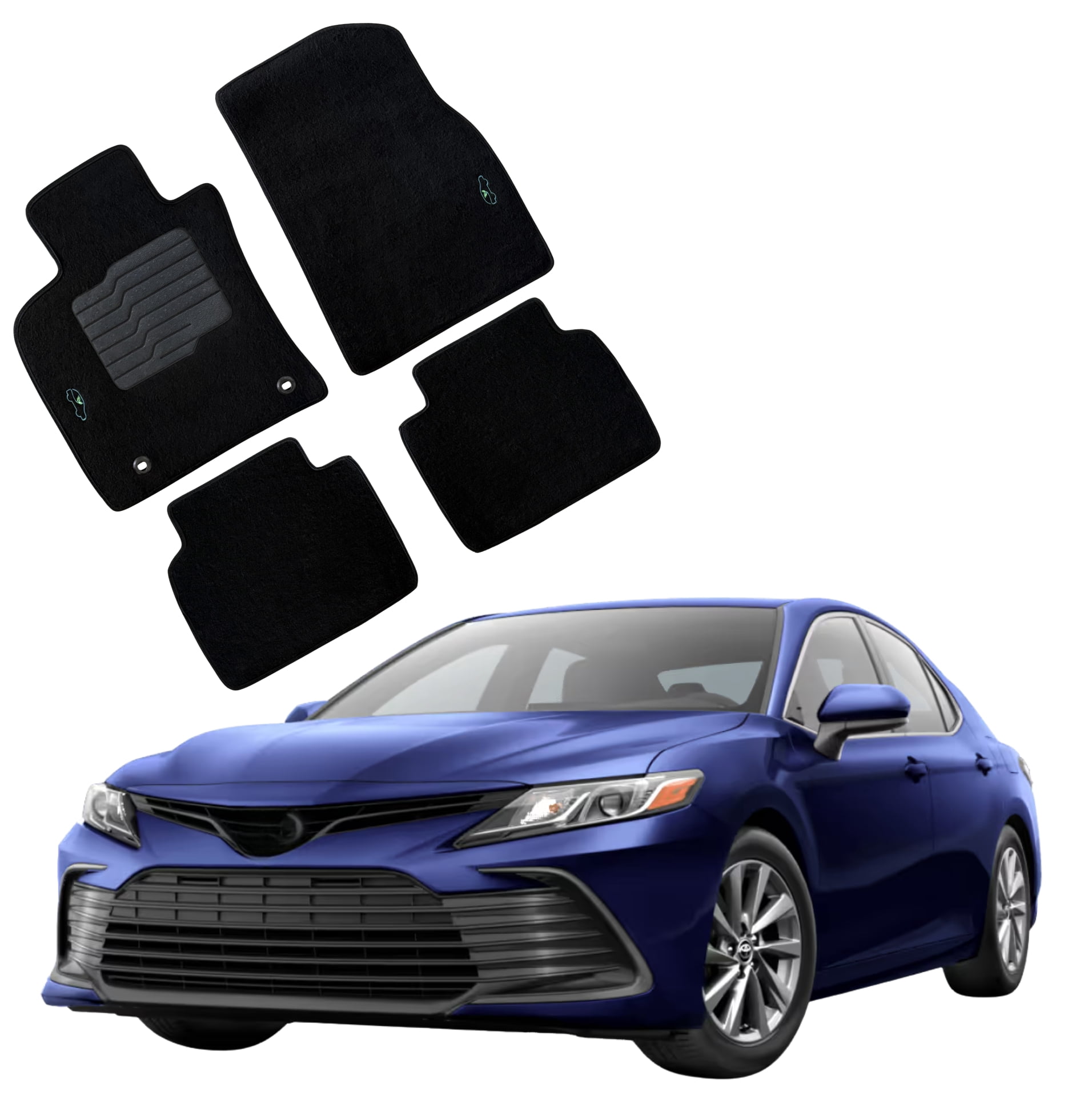 Carpet Floor Mats for 2018 to 2024 Toyota Camry with Anti Slip Driver Heel Pad and Safety Locks, Front and Rear, ecoMats