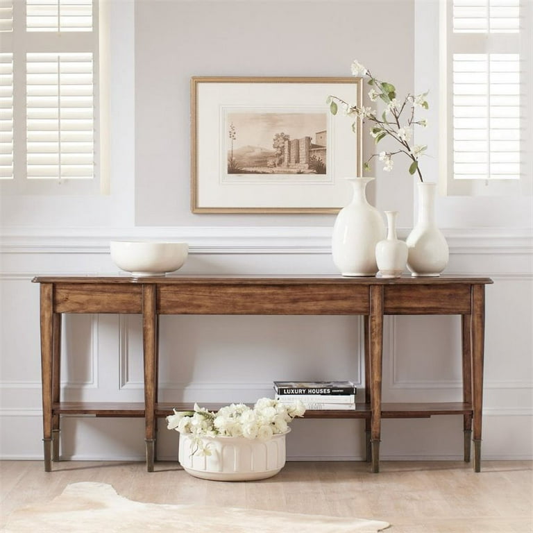 Beaumont Lane 2 Drawer Traditional Wood Console Table with Shelf in Brown