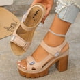 thumbnail image 3 of Rokment Platform High Heels Walking Work Sandals for Women 2026 Summer Fashion Comfortable Extra Chunky Block Heeled Ankle Strap Casual Dress Sandals Khaki Size 8.5, 3 of 6