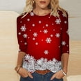 thumbnail image 3 of Camisas Navideñas Para Mujer Moda Blusa de Manga Tres Cuartos Cuello Redondo Casual Chriatmas Impreso Tops Odeerbi ODB200479, 3 of 5