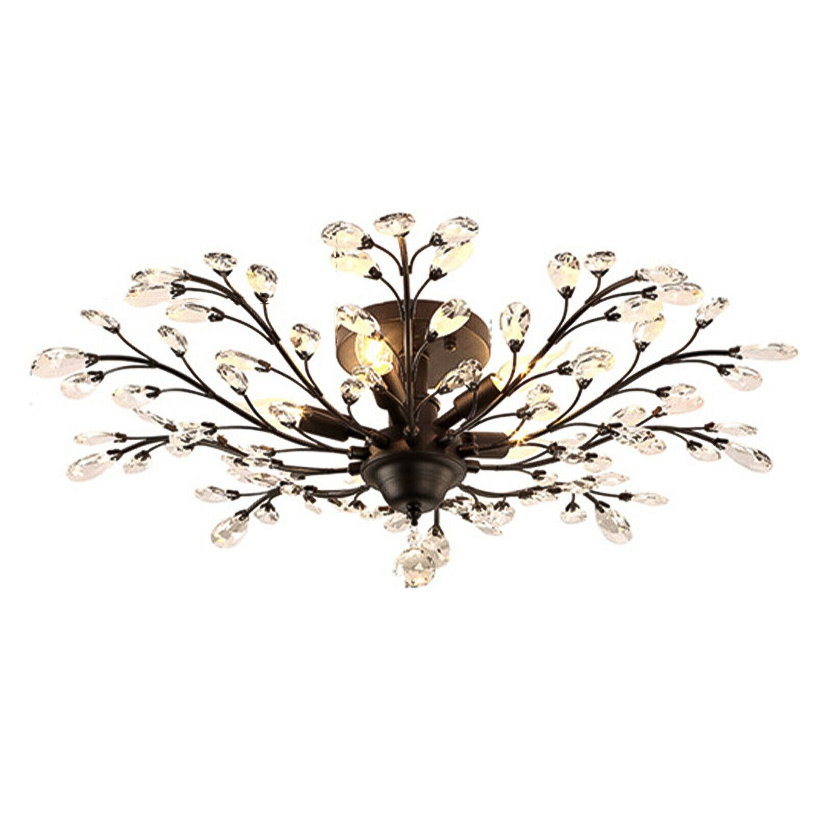 Vintage 5 Light Crystal Branches Chandelier Pendant Lamp,Bedroom Ceiling Fixture Light