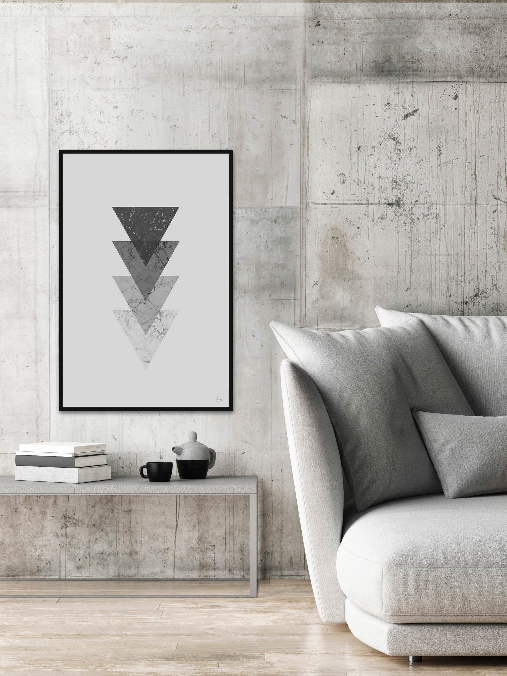 Marble Triangles Floater Framed Painting Print on Canvas