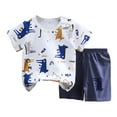 thumbnail image 1 of Nwiuh Ensembles d'Été pour Garçons 2 Pcs pour la Plage 2026 Ensemble Deux Pièces T-Shirt à Manches Courtes et Short Col Ras du Cou Imprimé Dessin Animé Tenues Respirantes (Bleu, 7-8 Ans), 1 of 3