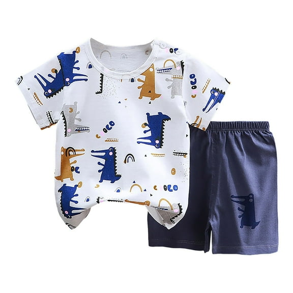 Xudanell Boys Summer Clothes Size 8 Dinosaur Hoodie and Jogger Pants Set for Cool Evenings​ kids Casual Elastic Shorts 2Pcs Pajamas Set