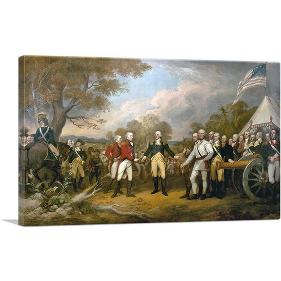 ARTCANVAS Surrender Of General Burgoyne 1821 Canvas Art Print by John Trumbull - Size: 26" x 18" (0.75" Deep)
