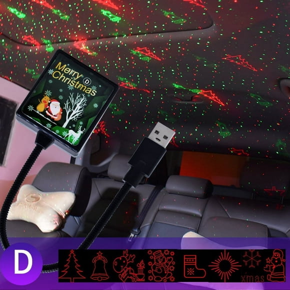 USB Star Night Light Show USB Christmas Theme Projector Light with Sound Control Portable Romantic for Bedroom and Car