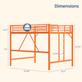 thumbnail image 5 of Zimtown Queen Size Loft Bed with Reversible Ladder, Metal Bed Frame for Adults, Guardrails, Space-Saving, Orange, 5 of 7