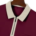 thumbnail image 6 of BRGZLK Mens Quarter Zip Blouses Summer 2026 Casual Color Block Waffle Knit Moisture Wicking Tops Short Sleeve Turn-Down Collar Dressy Golf Shirts Wine XL, 6 of 7