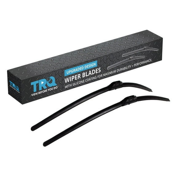 TRQ Silicone Coated Water Repellent Wiper Blades, 28in and 28in Automotive Windshield Wipers (Set of 2)
