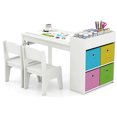 thumbnail image 1 of Costway Ensemble Table et Chaises d'Art pour Enfants avec Rouleau de Papier Bureau d'Étude en Bois Jeu Actif Blanc, 1 of 10