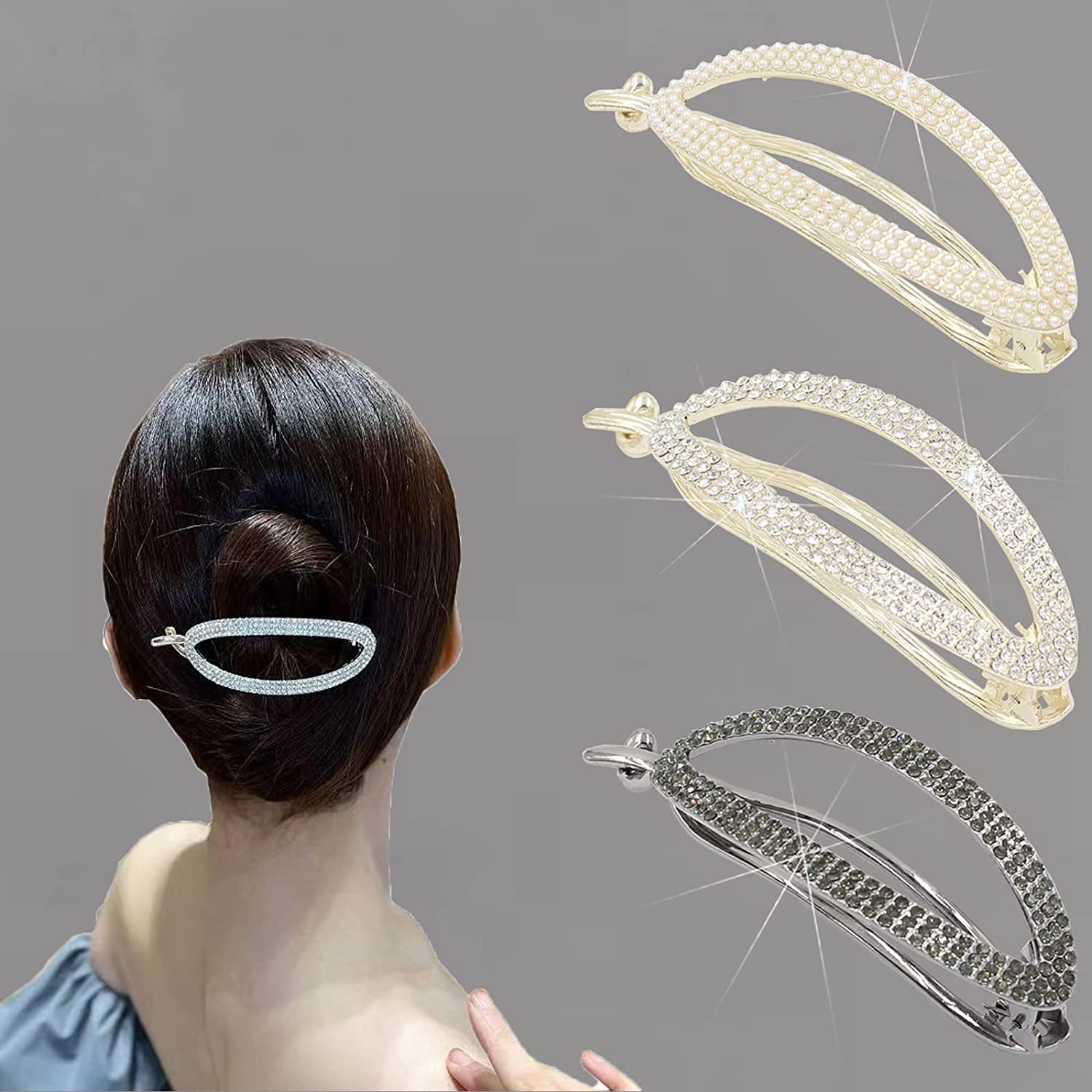 Large Hair Claw Clips Sparkly Glitter Rhinestones Hair Barrettes for