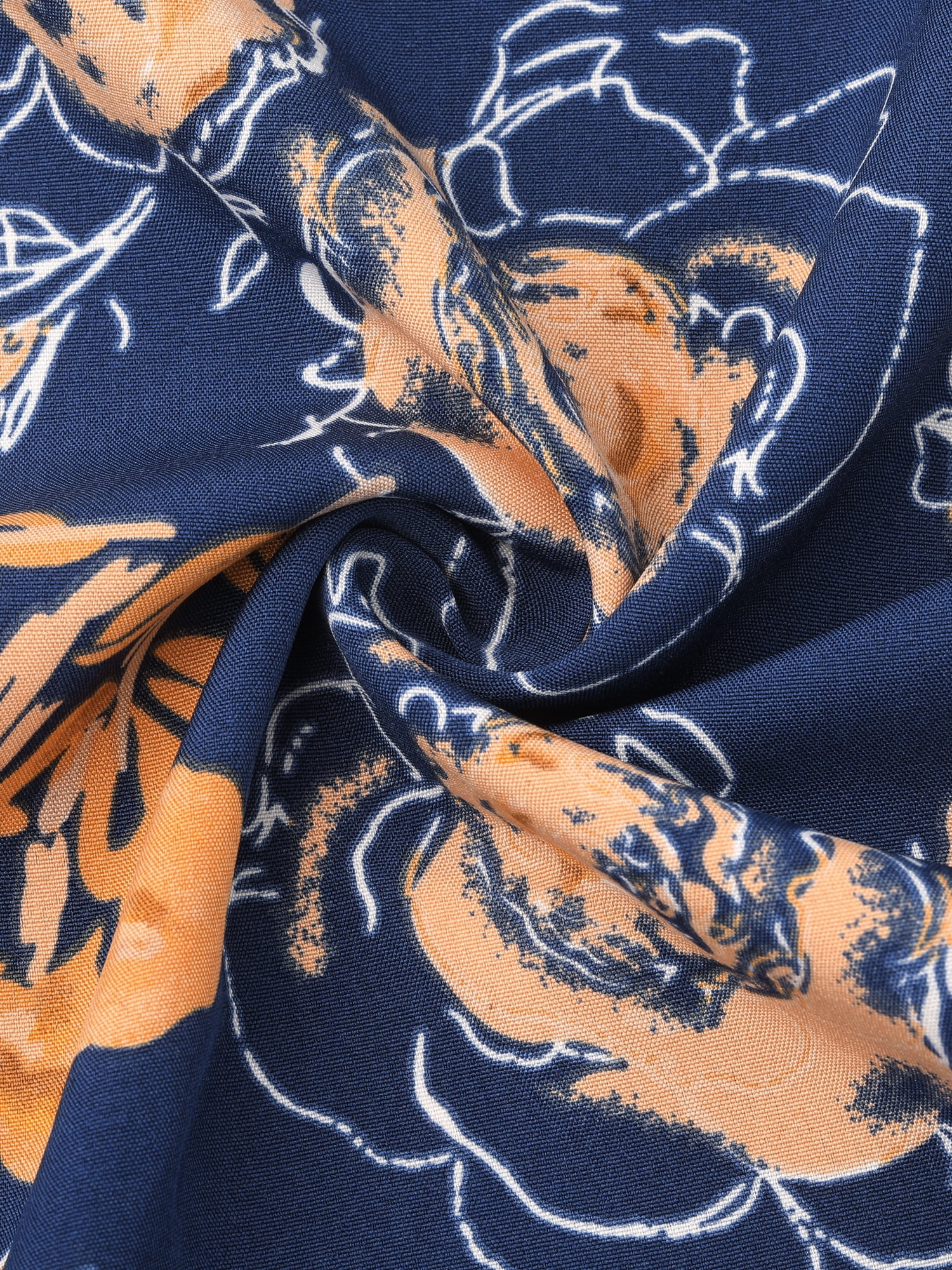 DARING DIVA Plus Size Square Neck Floral Print Short Sleeves Dress 3X Navy Blue