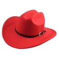thumbnail image 4 of GUOOL Chapeau de Cowboy Western pour Hommes et Femmes, à Grand Bord, Idéal pour Carnavals, Festivals et Performances. Rouge, 4 of 9