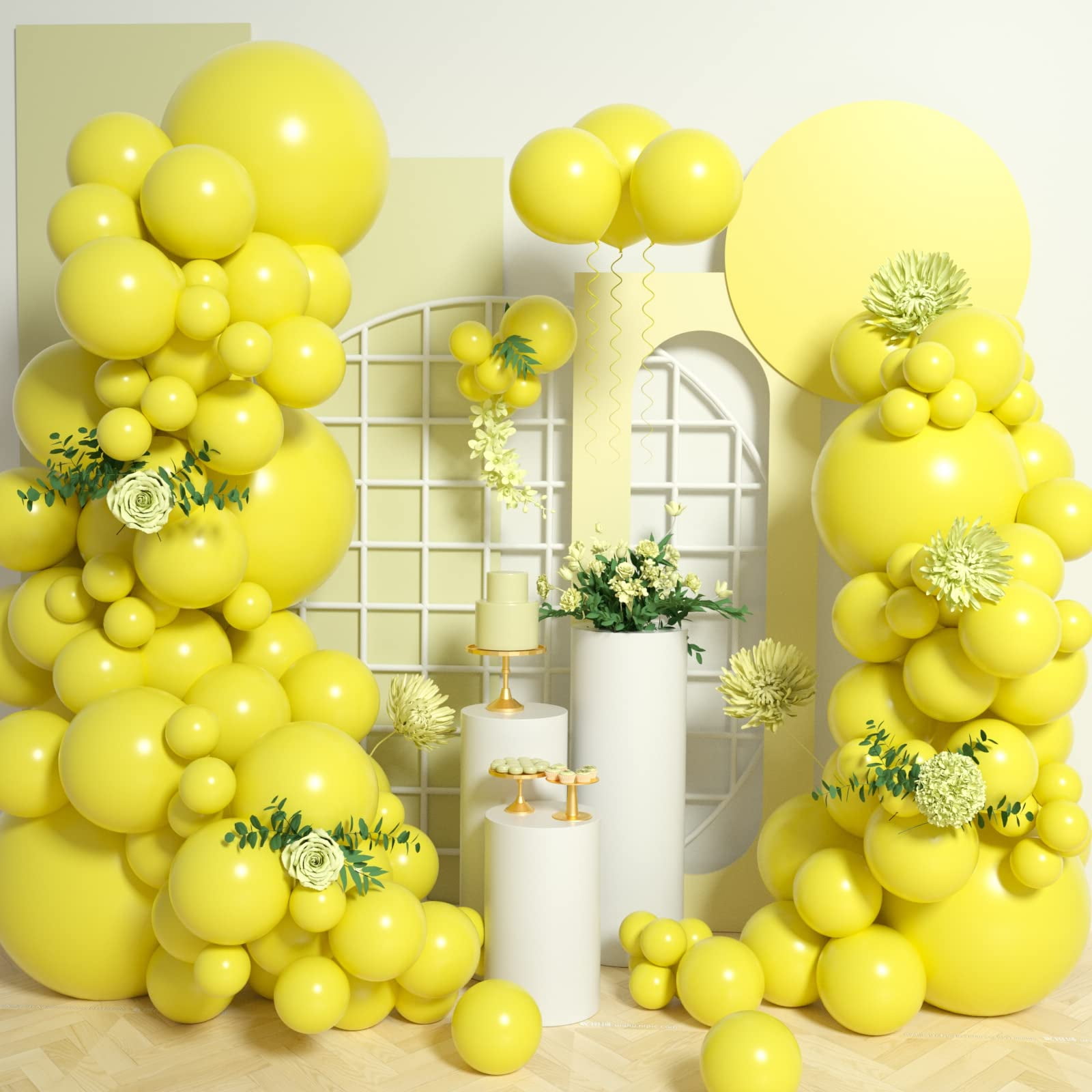 PartyWoo Yellow Balloons, 100 pcs Yellow Balloons of 18 inch 12 inch 10  inch 5 inch Latex Balloons for Yellow Balloon Garland Arch Kit, Birthday