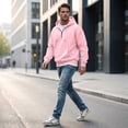 thumbnail image 6 of Men's Quarter Zip Pullover Hoodies Half Zip Hoodie Men Long Sleeve Hoodie Fleece Casual 1/4-Zip Sweatshirt Pink M, 6 of 6