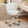 thumbnail image 5 of CQAOE Small Rolling Swivel Chair with Backrest, Height Adjustable PU Leather Vanity Stool, Modern Round Desk Chair for Home Office & Bedroom（White）, 5 of 6