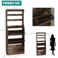 thumbnail image 3 of FANRAL Shoe Cabinet with 3 Flip Drawers & Coat Rack,Narrow Hidden Shoe Storage Cabinet,Slim Freestanding Shoe Rack Organizer for Entryway,Brown, 3 of 10