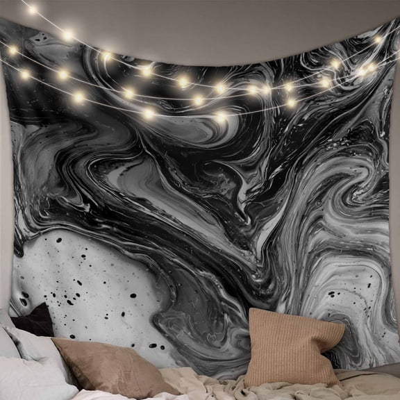 Black Marble Tapestry for Bedroom Wall Hanging Tapestry, Vintage Abstract Grey Fluid Aesthetic Ceiling Backdrop Tapestries Poster Blanket Wall Decor for Teens Room Living Room Dorm 51" x 59"